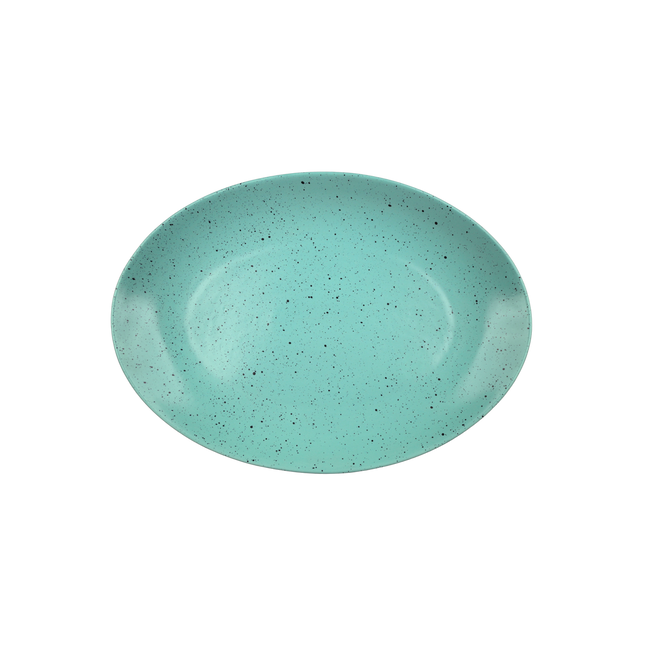 13" Rimless Rice Dish ( Firozi Matte with Black Specks )