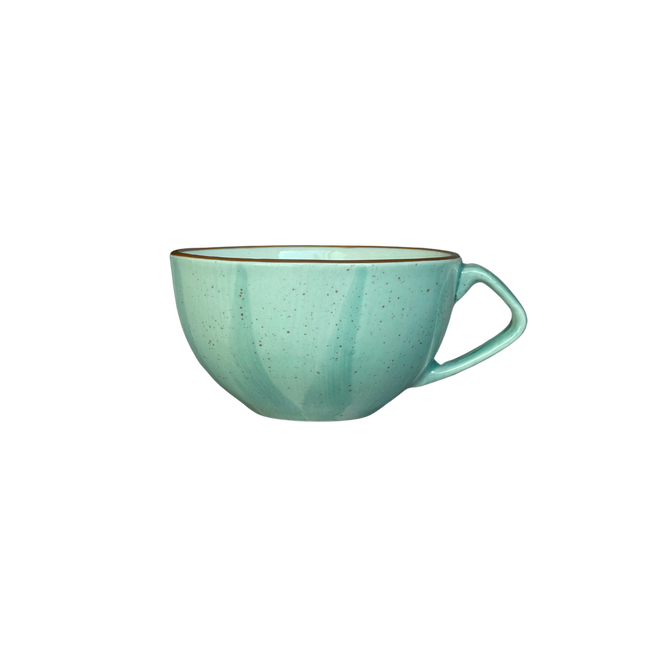 D Handle Coffee Cup ( Teal Colorline ) ( 270 ml )