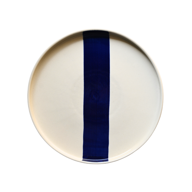 10 inch Classic Plate ( Off White with Blue Stripe )