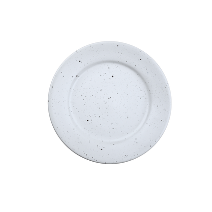 8 inch Flat Plate with Rim ( White Matte with Black Specks )