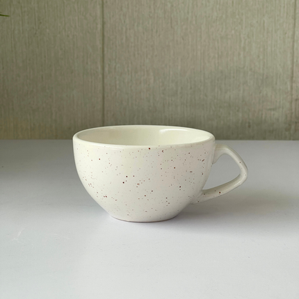 D Handle Coffee Cup Small ( White Matte with Brown Specks ) ( 270 ml )