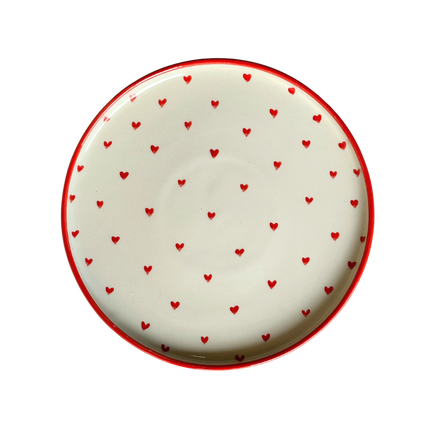 10 inch Classic Plate ( Glossy Off-White with Red Hearts )