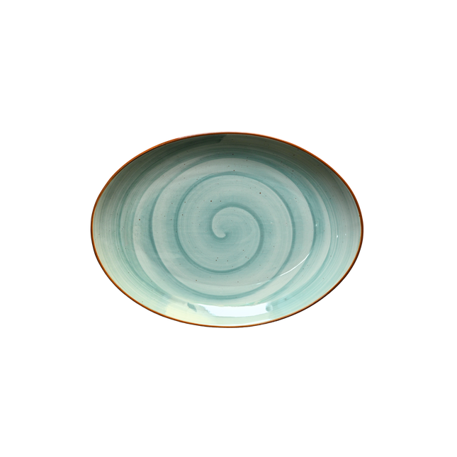 13" Rimless Rice Dish ( Teal Colorline )
