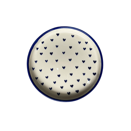 8 inch Classic Plate ( Glossy Off-White with Blue Hearts )