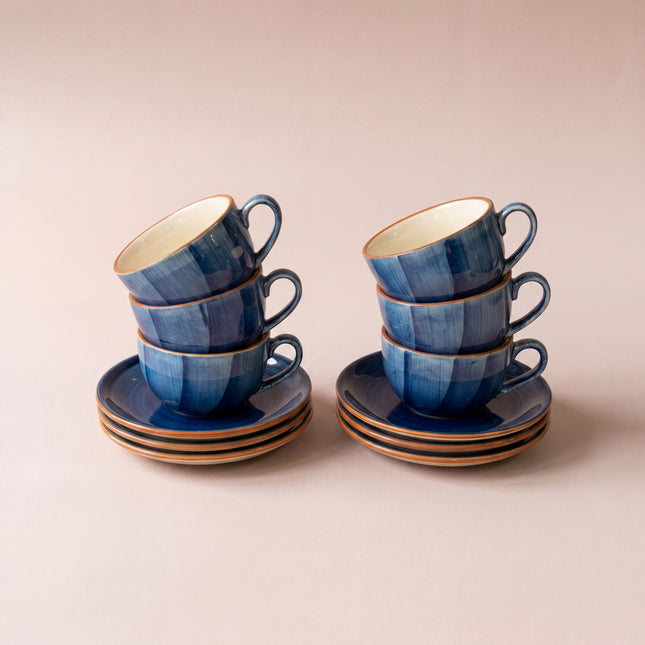 WM Cup Saucer Set ( Cobalt Blue Colorline ) 6 cups 6 saucers ( 220ml )