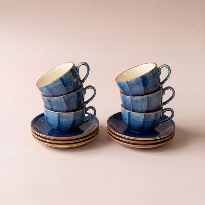 WM Cup Saucer Set ( Indigo ) 6 cups 6 saucers ( 220ml )