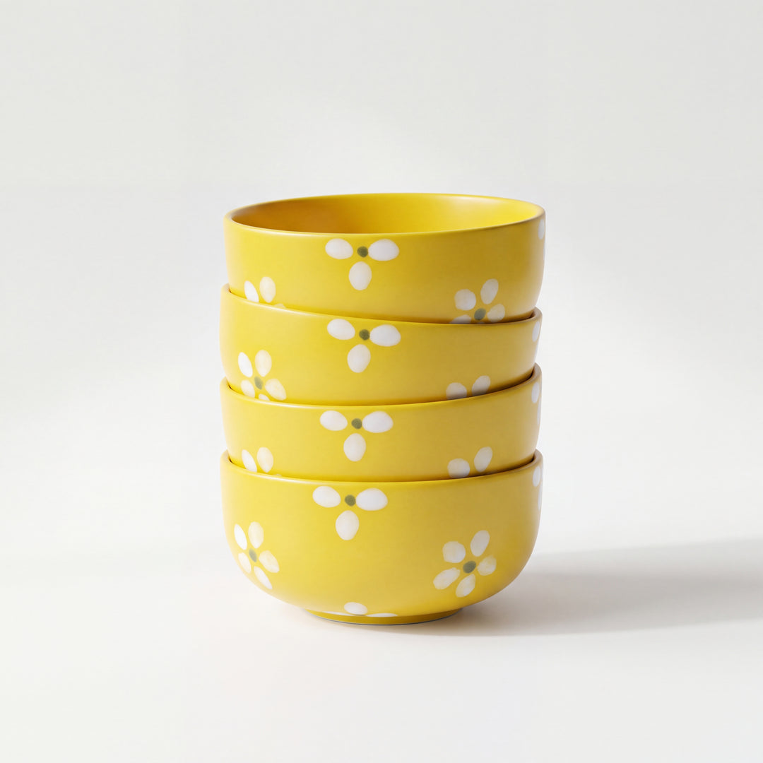 4-Person 16-Piece Breakfast Set ( Yellow Matte Floral )