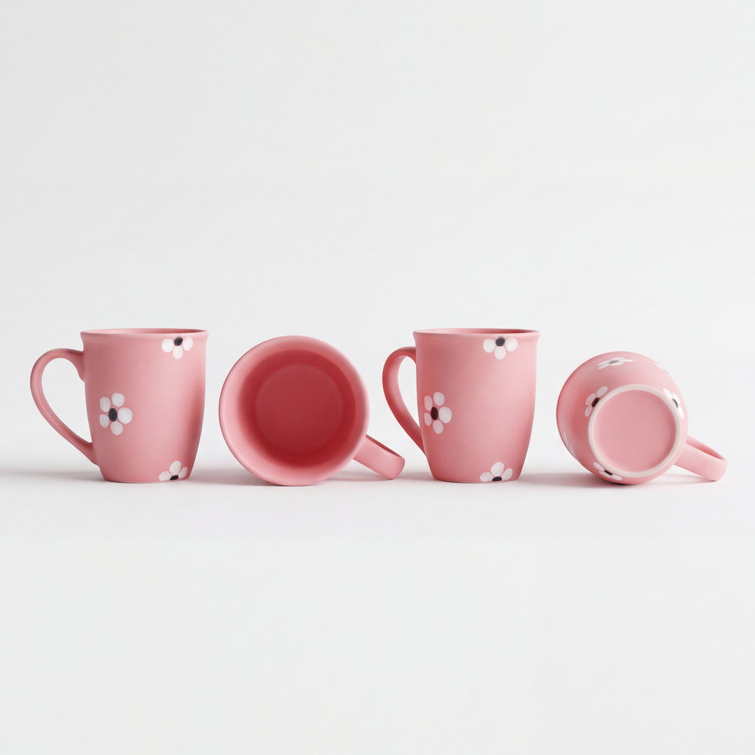 4-Person 16-Piece Breakfast Set ( Pink matte floral )