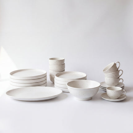 22 Pieces Dinner Set ( 4 Persons ) ( White Matte with Brown Specks )