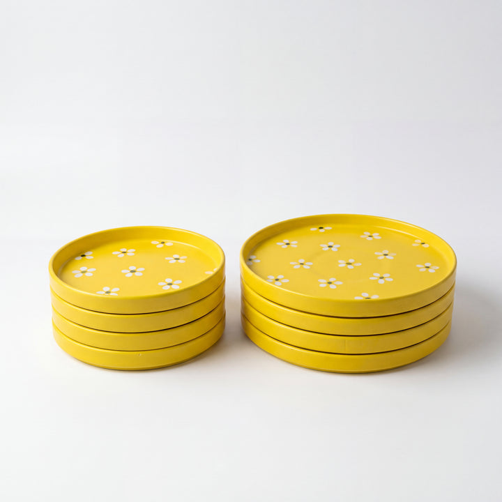4-Person 16-Piece Breakfast Set ( Yellow Matte Floral )