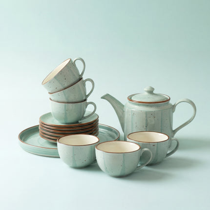 Tea Set - 15 Pieces - ( Teal Colorline )