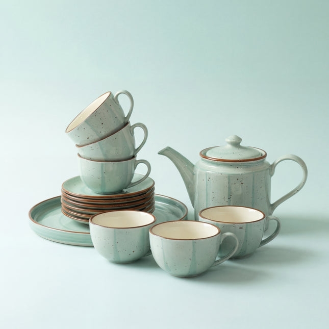 Tea Set - 15 Pieces - ( Teal Colorline )