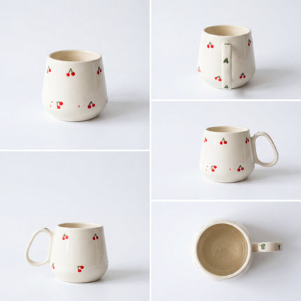 Pod Mug ( Glossy Off-White with Red Cherries ) ( 1 pc) ( 300ml )