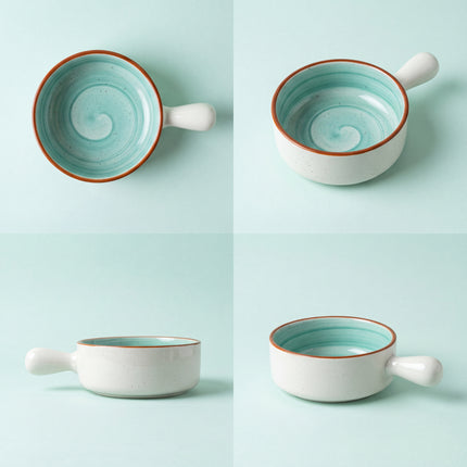 6 inch Handled Classic Bowl ( Teal Colorline ) ( 540 ml )