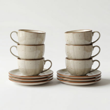 WM Cup Saucer Set ( Grey Colorline ) ( 220 ml ) 6 cups 6 Saucers