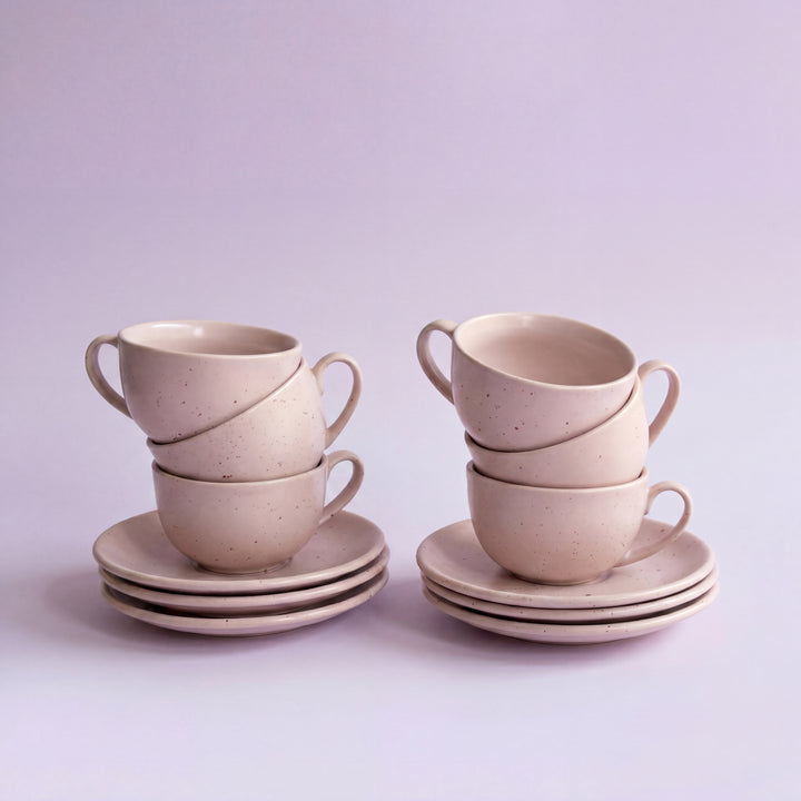 WM Cup Saucer Set ( Old Rose Matte ) 6 cups 6 saucers ( 220ml )