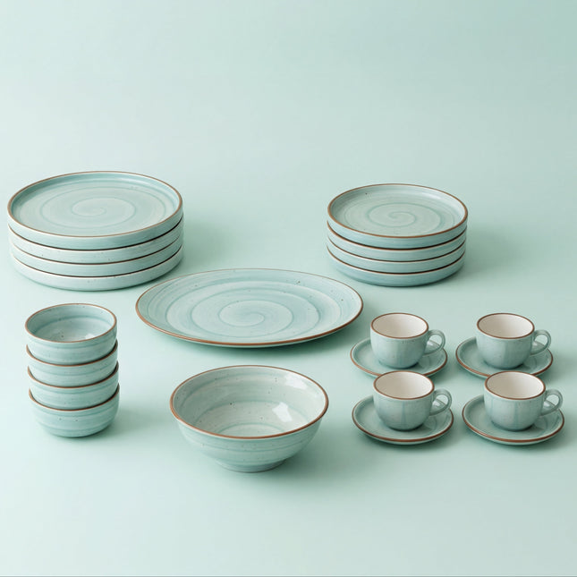 22 Pieces Dinner Set ( 4 Persons ) ( Teal Colorline )