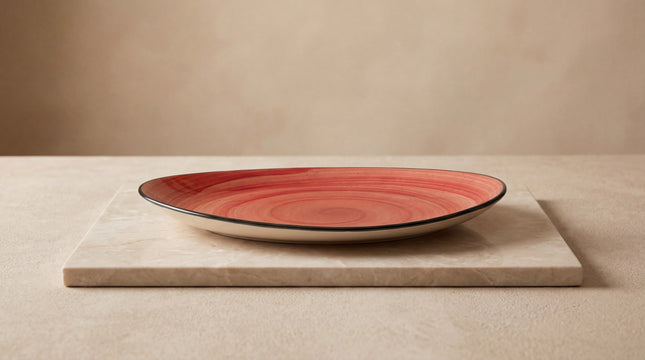 13 inch Rimless Rice Dish ( Red Colorline with black rim )