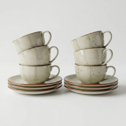 WM Cup Saucer Set ( Grey Colorline ) ( 220 ml ) 6 cups 6 Saucers