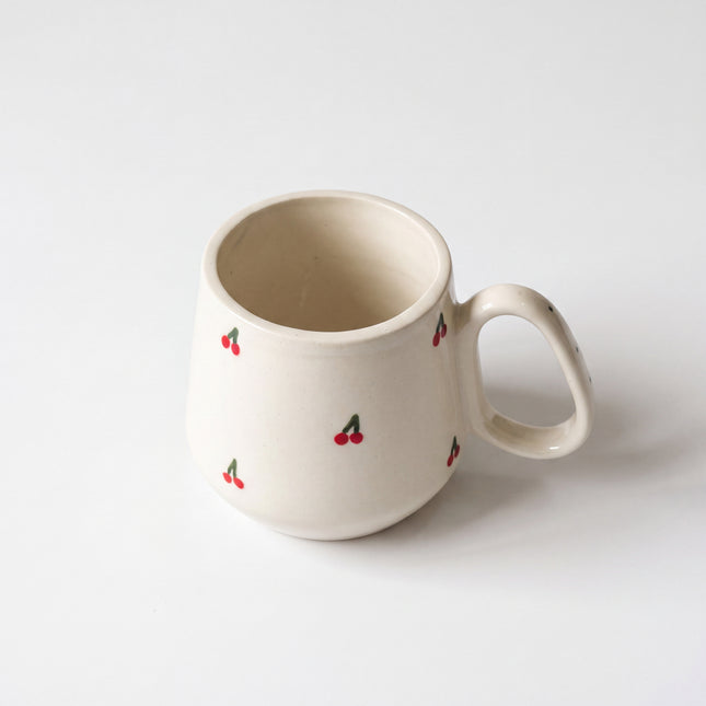 Pod Mug ( Glossy Off-White with Red Cherries ) ( 1 pc) ( 300ml )
