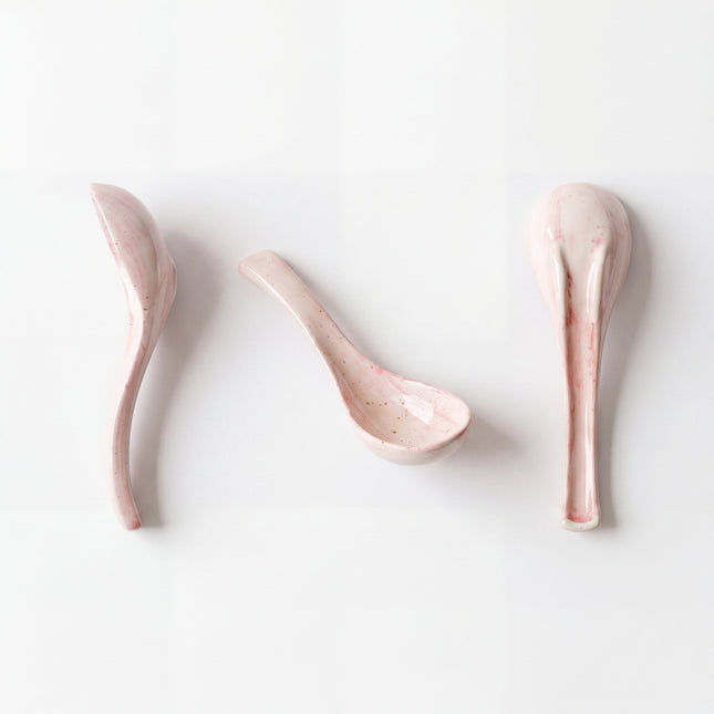 Ceramic Soup Spoon ( Pink Colorline )