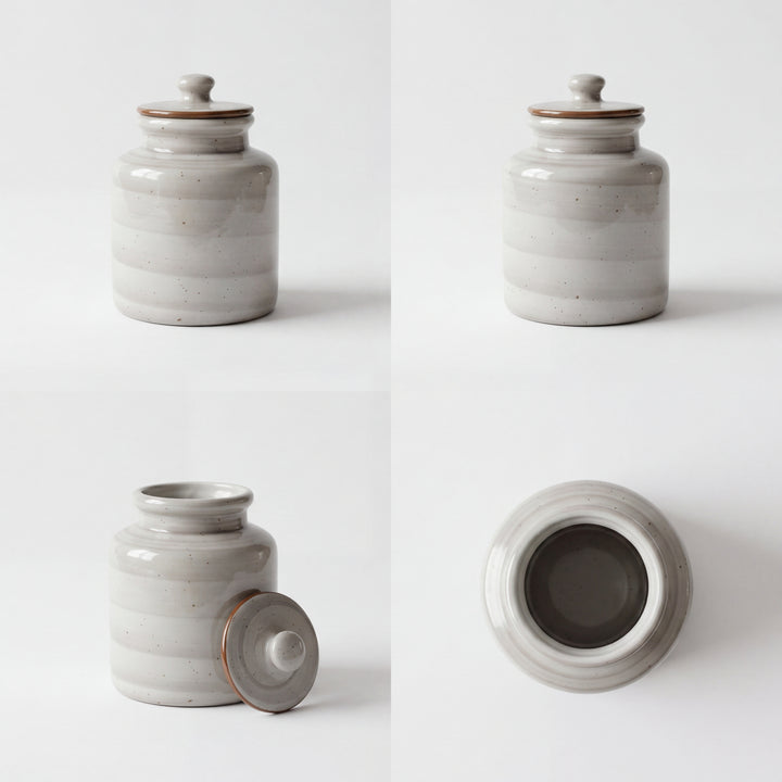 Large Ceramic Candy Jar ( Ash ) ( 1500 ml ) ( NOT Airtight )