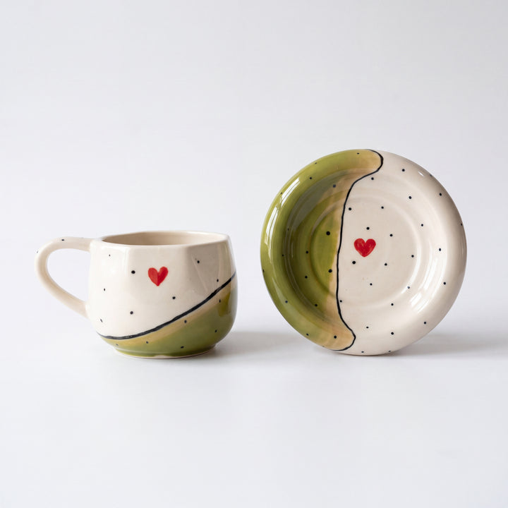 Signature Cup and saucer ( Olive Heart ) ( 300 ml )