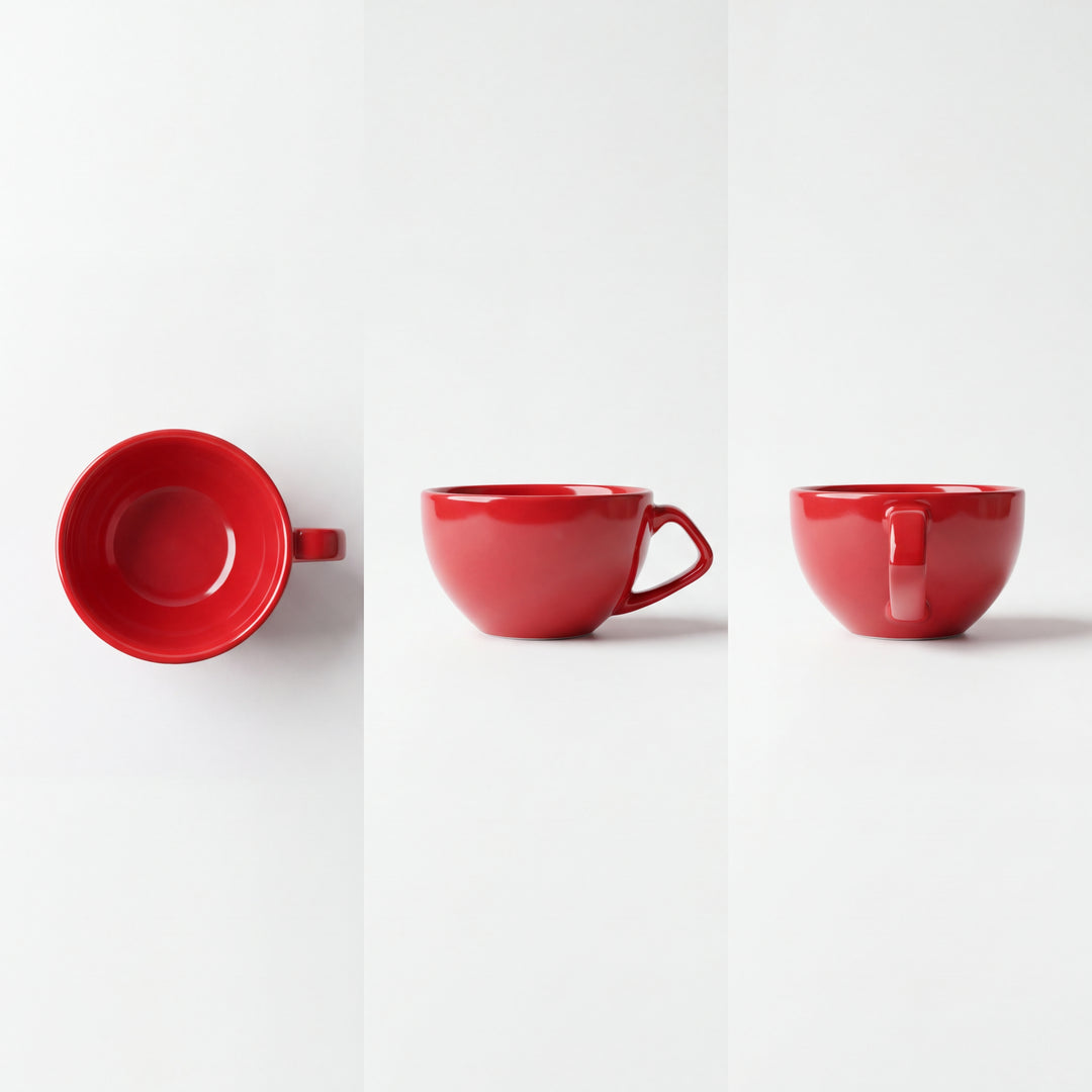 D Handle Coffee Cup Small ( Glossy Red ) ( 220 ml )