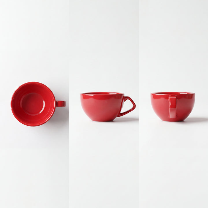 D Handle Coffee Cup Small ( Glossy Red ) ( 220 ml )