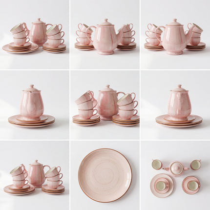 Tea Set - 15 Pieces - ( Pink Colorline )