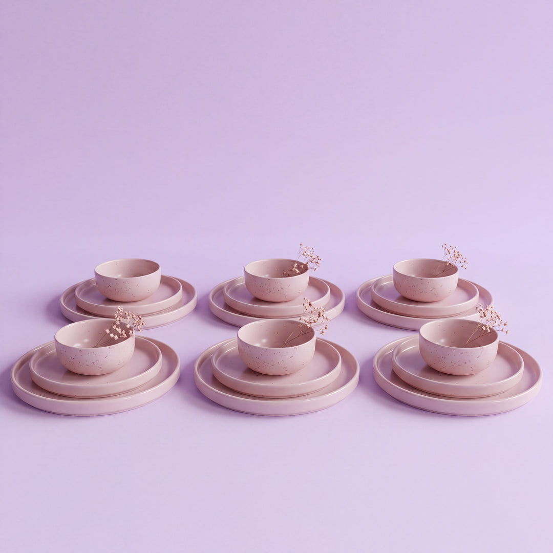 Old Rose Matte Family Plate Bundle ( 18 Pieces ) ( 6 Persons )