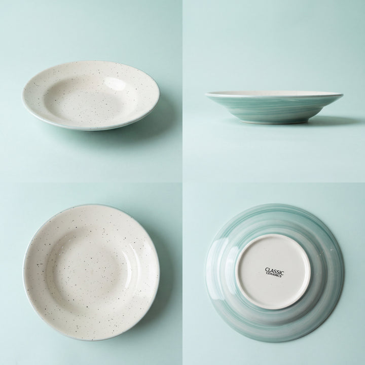 8 inch Deep Gravy Plate ( Outer Breeze with Black Specks )