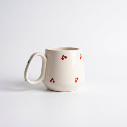 Pod Mug ( Glossy Off-White with Red Cherries ) ( 1 pc) ( 300ml )