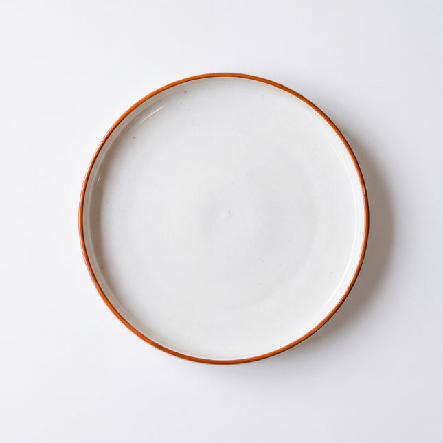 10 inch Lite Classic Plate ( Glossy Off-White with brown rim )