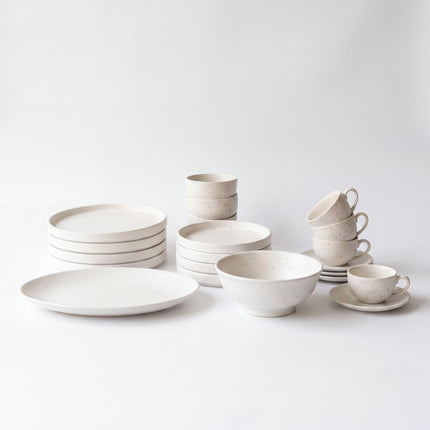 22 Pieces Dinner Set ( 4 Persons ) ( White Matte with Brown Specks )