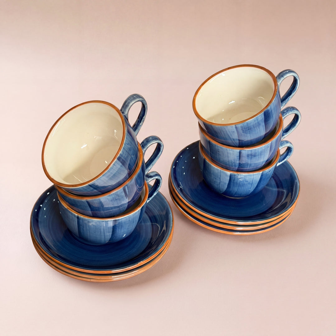 WM Cup Saucer Set ( Indigo ) 6 cups 6 saucers ( 220ml )