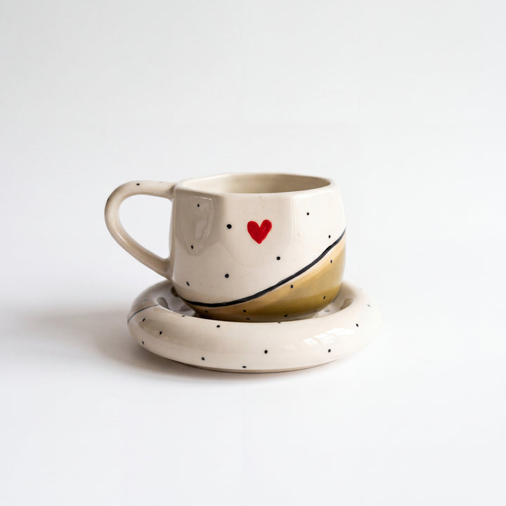 Signature Cup and saucer ( Olive Heart ) ( 300 ml )