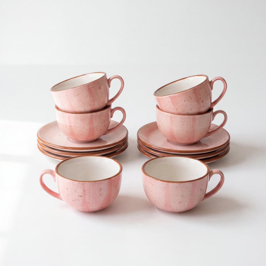 WM Cup Saucer Set ( Rosewater ) 6 cups 6 saucers ( 220ml )