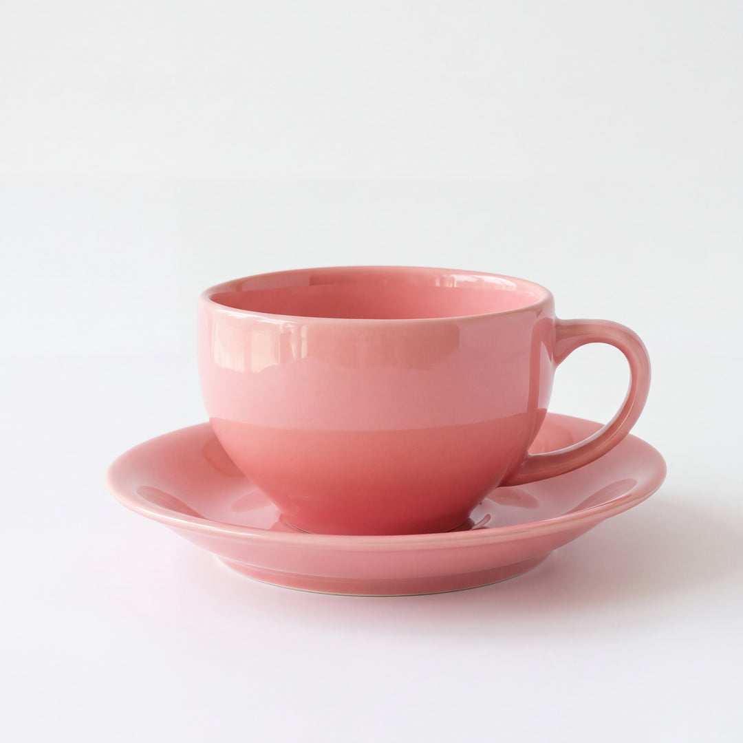 SS Cup and Saucer ( Glossy Pink ) ( 190 ml ) ( 1 + 1 )
