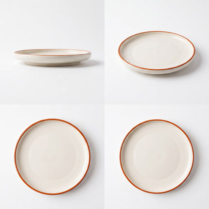 10 inch Lite Classic Plate ( Glossy Off-White with brown rim )