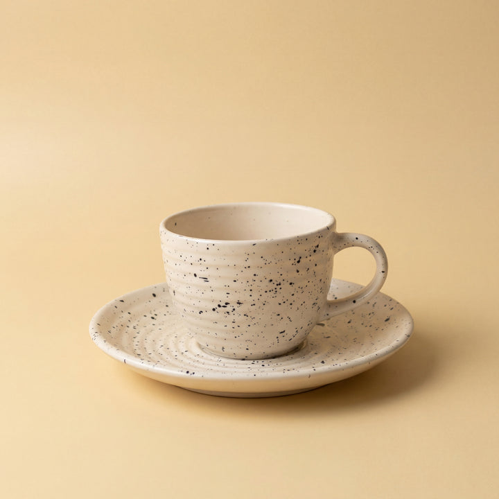 Ripple Cup Saucer Set ( Dune ) ( 180 ml ) 6 cups 6 Saucers