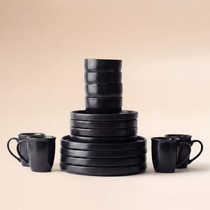 4-Person 16-Piece Breakfast Set ( Textured Black Matte )