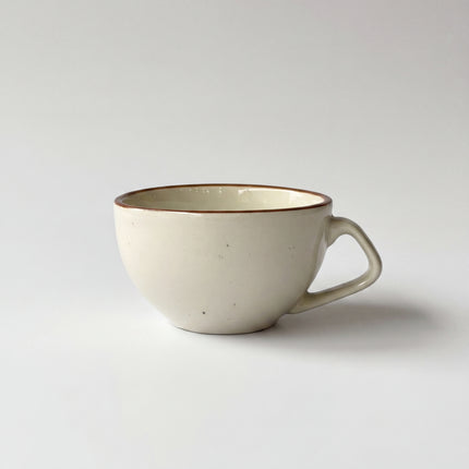 D Handle Coffee Cup Small ( Glossy Off-White with Brown Rim ) ( 270 ml )