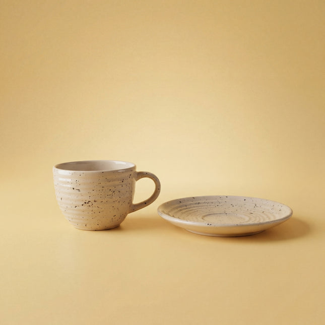 Ripple Cup Saucer Set ( Dune ) ( 180 ml ) 6 cups 6 Saucers