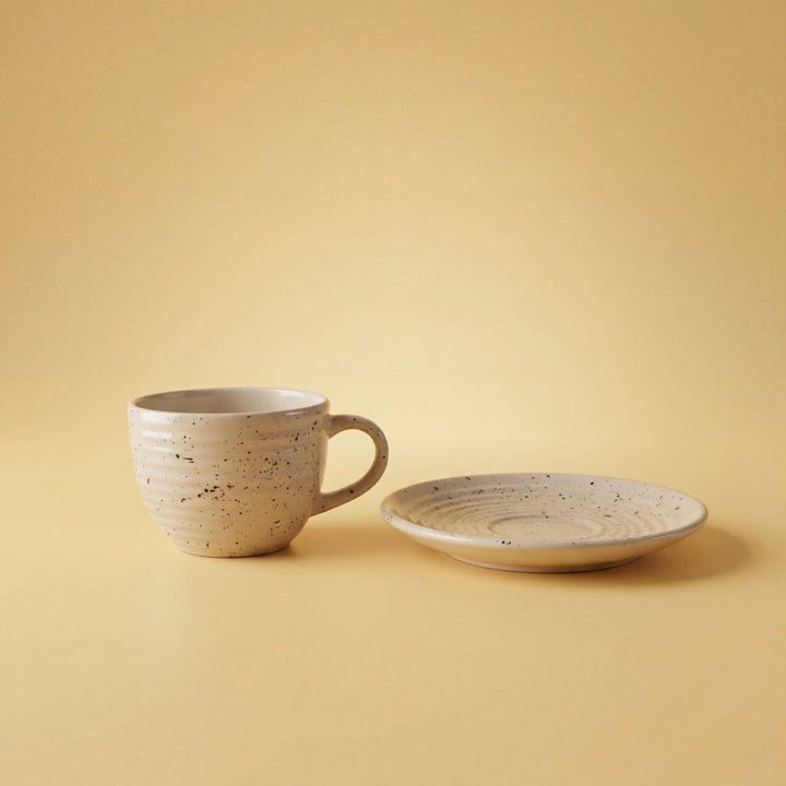 Ripple Cup Saucer Set ( Dune ) ( 180 ml ) 6 cups 6 Saucers
