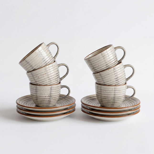 Tea Set - 15 Pieces - ( Ash ) ( Ripple )