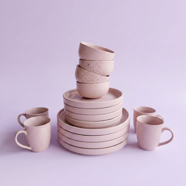 4-Person 16-Piece Breakfast Set ( Old Rose Matte )
