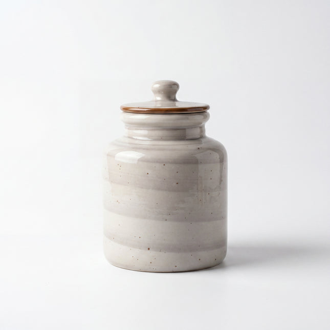 Large Ceramic Candy Jar ( Grey Colorline ) ( 1500 ml ) ( NOT Airtight )