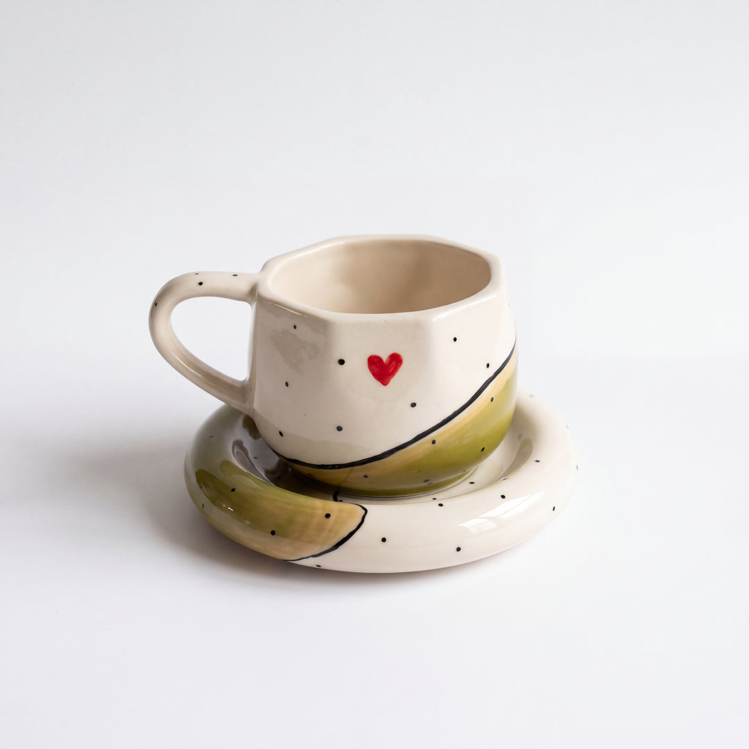 Signature Cup and saucer ( Olive Heart ) ( 300 ml )