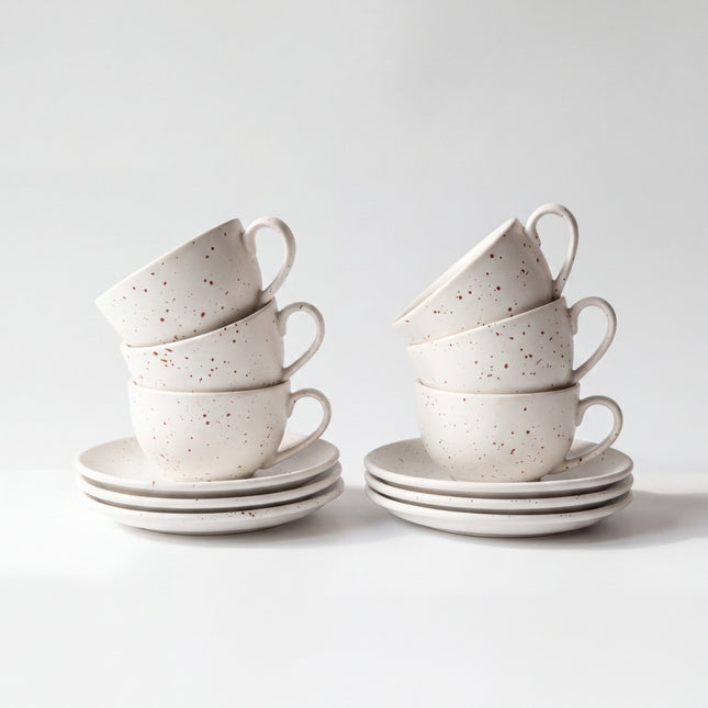 WM Cup Saucer Set ( Snow Cocoa ) 6 cups 6 saucers ( 220ml )
